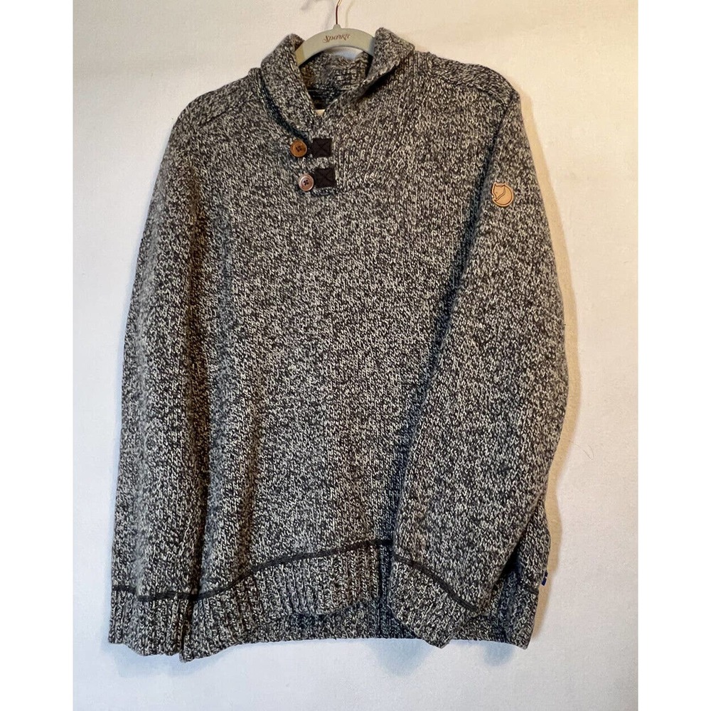 Fjallraven Mens Lada Sweater Size M/L 80% Wool Shawl Collar - Picture 2 of 11